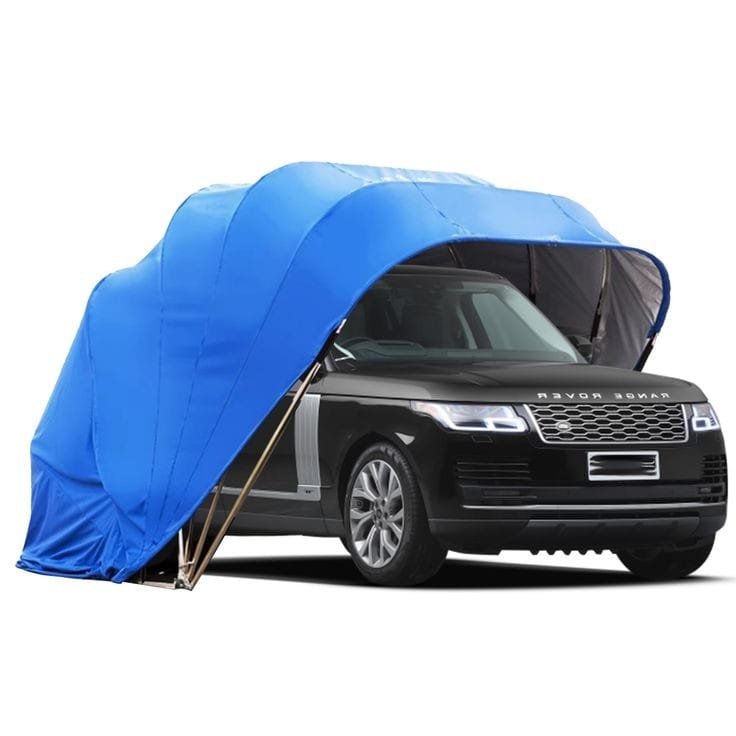 Portable blue car shelter covering vehicle | housetopic